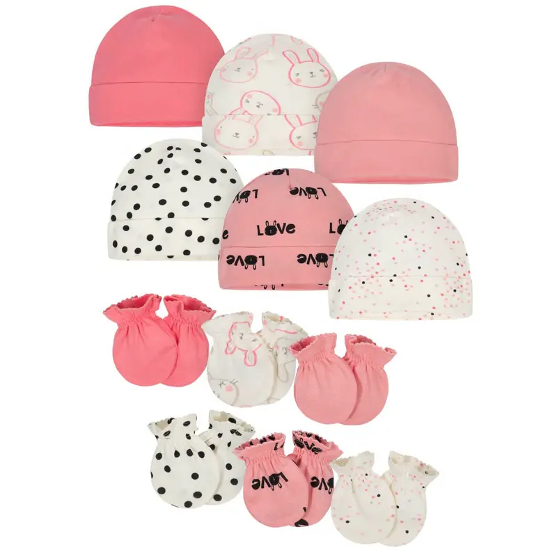 12-Piece Bunny-Inspired Cap And Mitten Set For Baby Girls 1