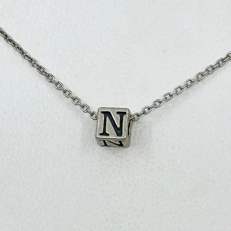 Alphabet Bead Pendant: Sterling Silver Block Letter 'N' Charm – Gm476 1