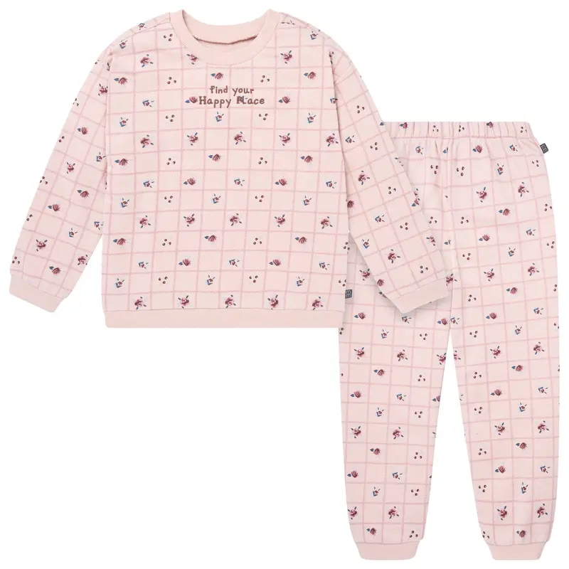 'Happy Place' Graphic Sweatshirt & Jogger Set For Girls – 2-Piece Comfort Outfit 1
