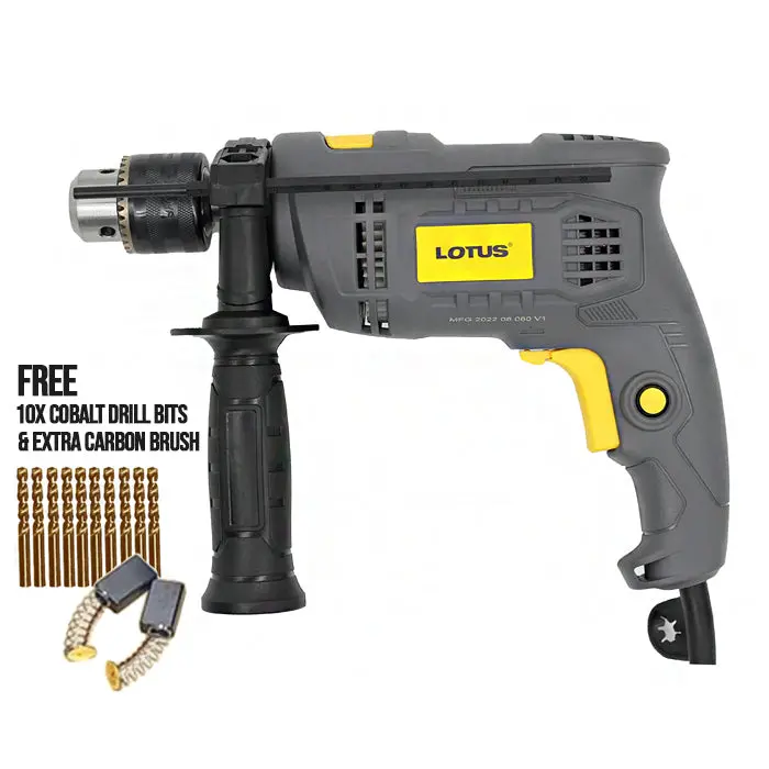Lotus Hd750X 13Mm Impact Drill With Cobalt Bits & Carbon Brushes 1