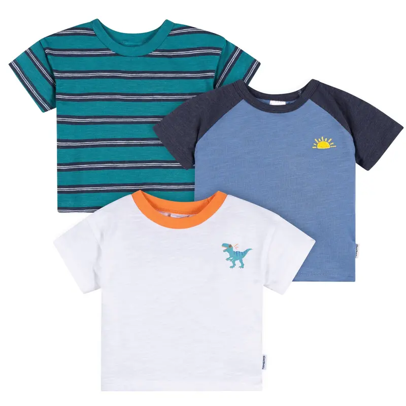 Party Animal Graphic T-Shirt Set – 3 Short Sleeve Tops For Baby And Toddler Boys 1