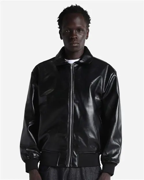 Pu Leather Varsity Jacket – Collared Unisex Outerwear 1