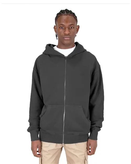 Shaka Wear Double-Zip Garment-Dyed Fleece Hoodie 1