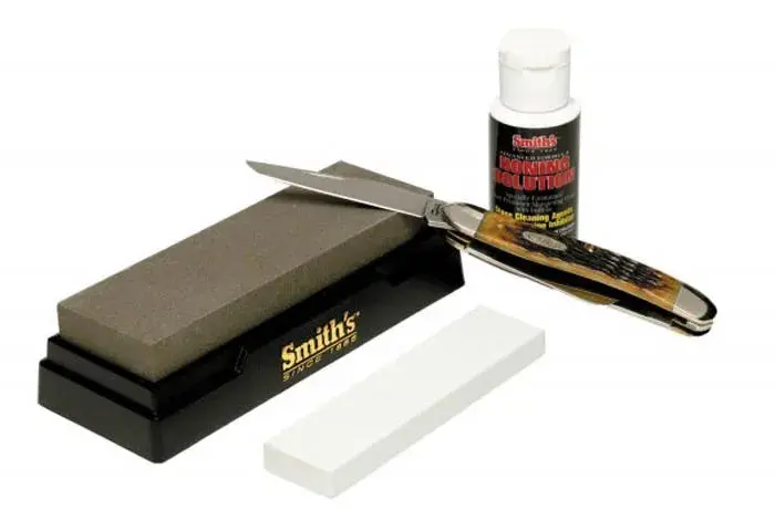 Smiths Bench-Mount Dual-Grit Sharpening Stone Kit – Includes Coarse And Fine Arkansas Stones 1