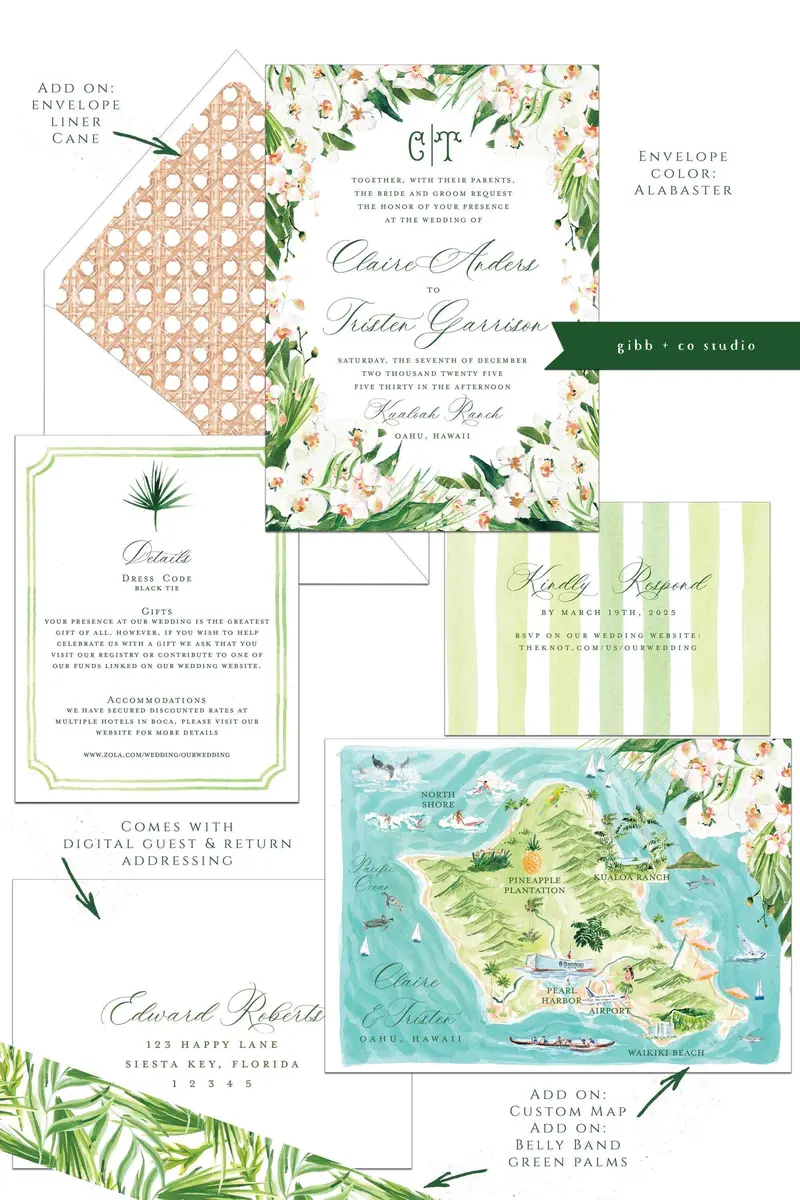 White Orchid Tori Coastal Wedding Invitations – Tropical Watercolor Suite With Rsvp 1