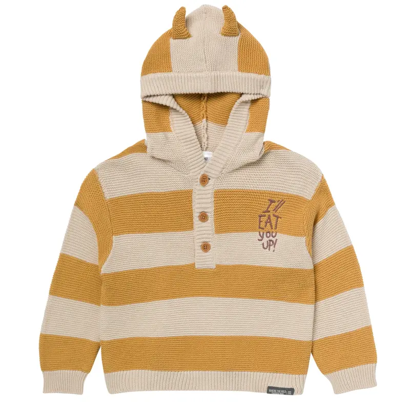 Yellow Stripe 'Where The Wild Things Are' Hooded Sweater For Infant & Toddler Neutral Outfits 1
